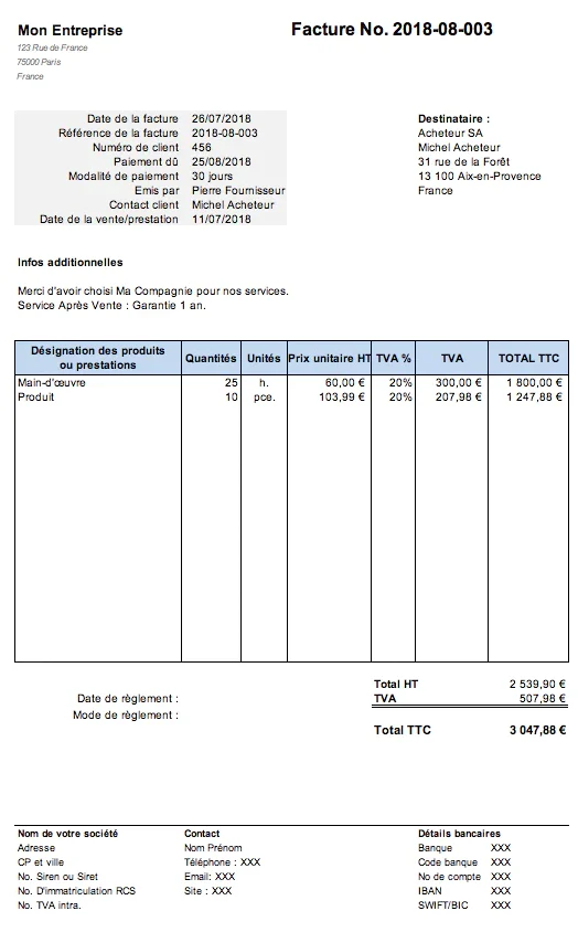 4 Modeles De Facture Pour Auto Entrepreneur Gratuits
