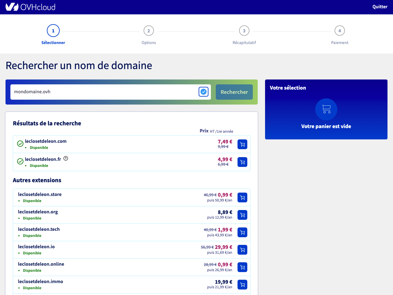 Nom de domaine OVH