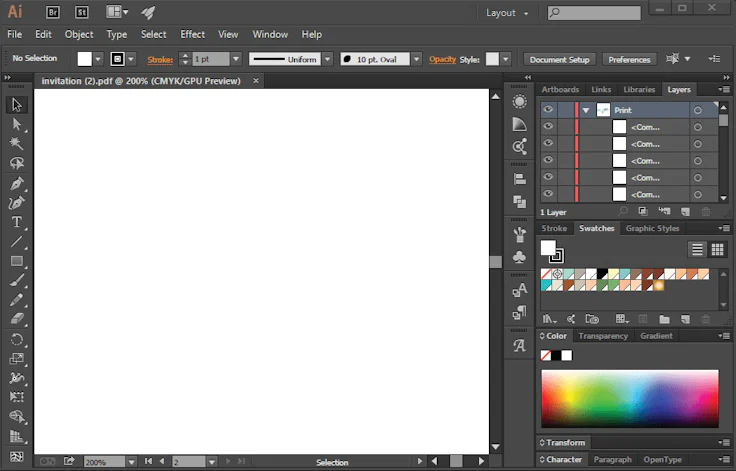 Capture d'écran Adobe illustrator pour créer des plaquettes commerciales