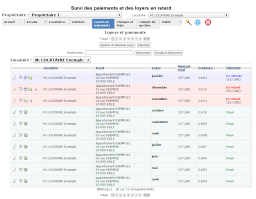 Caputre d'écran Immobilier Loyer pour Logiciel Gestion Immobilière
