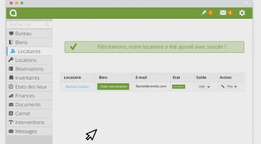 Caputre d'écran Rentila pour Logiciel Gestion Immobilière