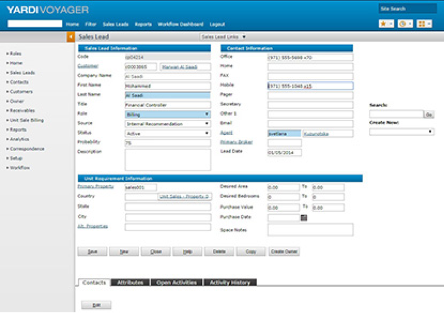 Caputre d'écran Yardi Voyager pour Logiciel Gestion Immobilière