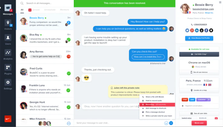 Logiciel de ticketing : Crisp