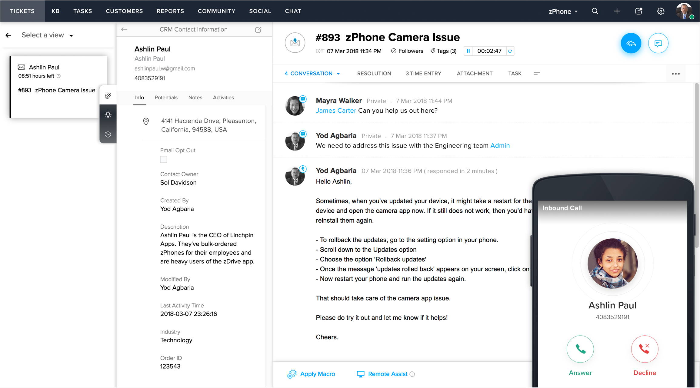 Logiciel de ticketing : Zoho Desk