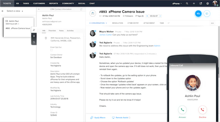 Logiciel de ticketing : Zoho Desk