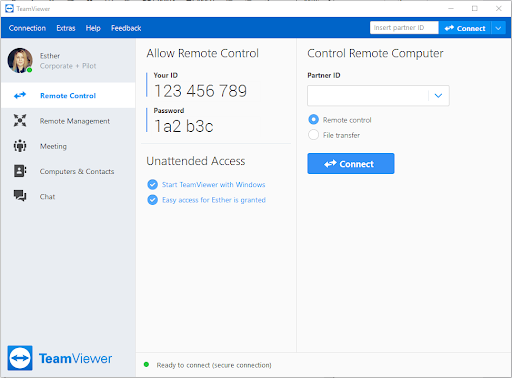 Capture d'écran TeamViewer pour Logiciel Partage d'écran