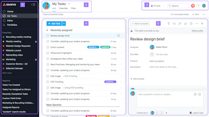 Capture Asana pour Logiciel Outils Collaboratifs