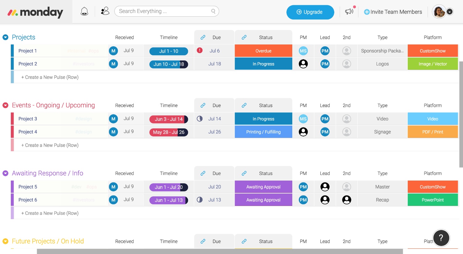 Capture Monday.com pour Logiciel Outils Collaboratifs