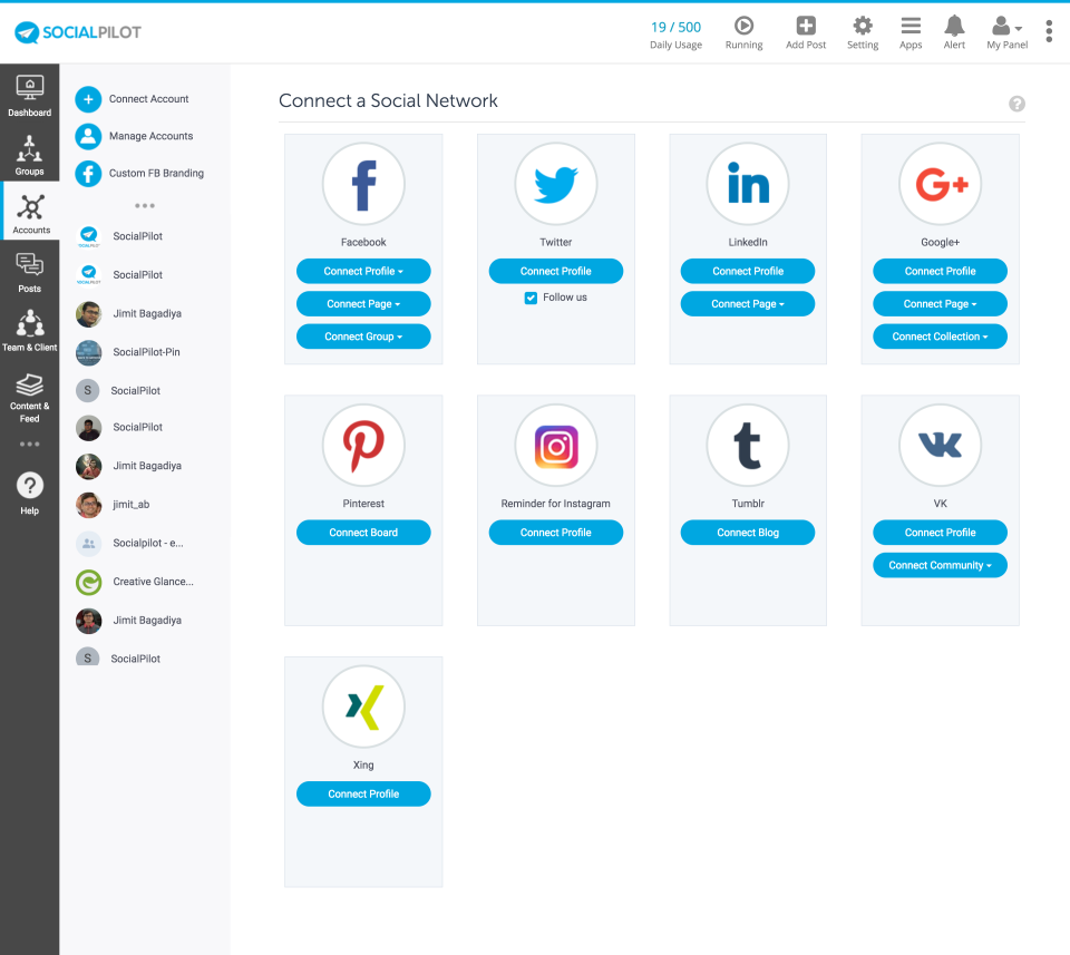 Interface © SocialPilot