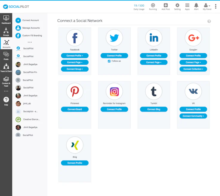 Interface © SocialPilot