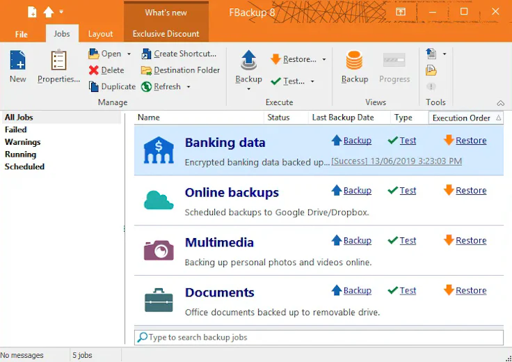 Logiciel de sauvegarde : FBackup