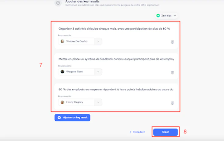 méthode okr : exemple Zest