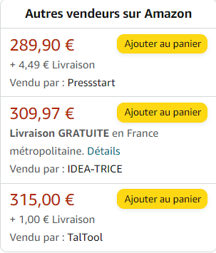 Exemple : Autres vendeurs sur Amazon