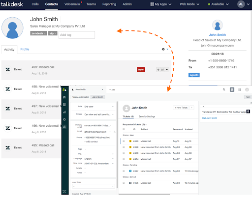 Capture Talkdesk pour logiciel centre d'appel