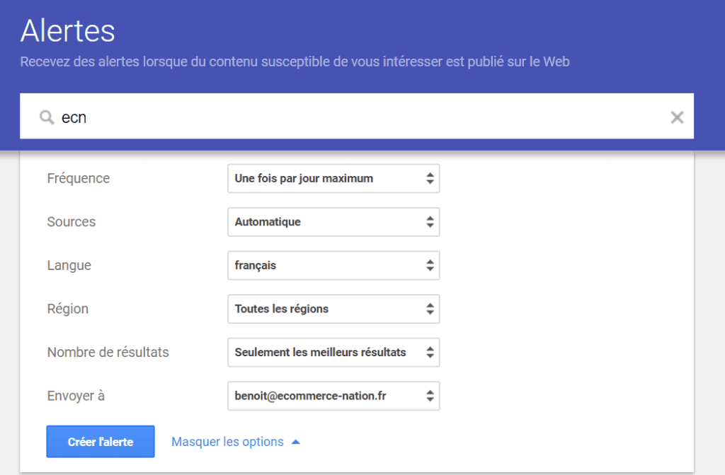 Outil de veille concurrentielle : Google Alertes