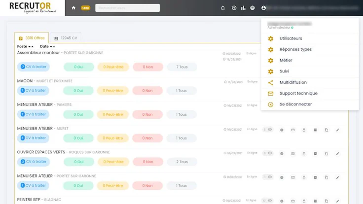 Logiciel gestion CV : visuel RecrutOr