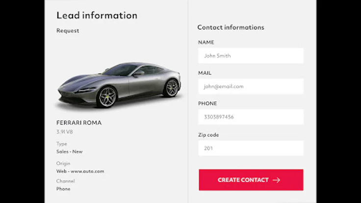 Capture Leadspark pour CRM Automobile