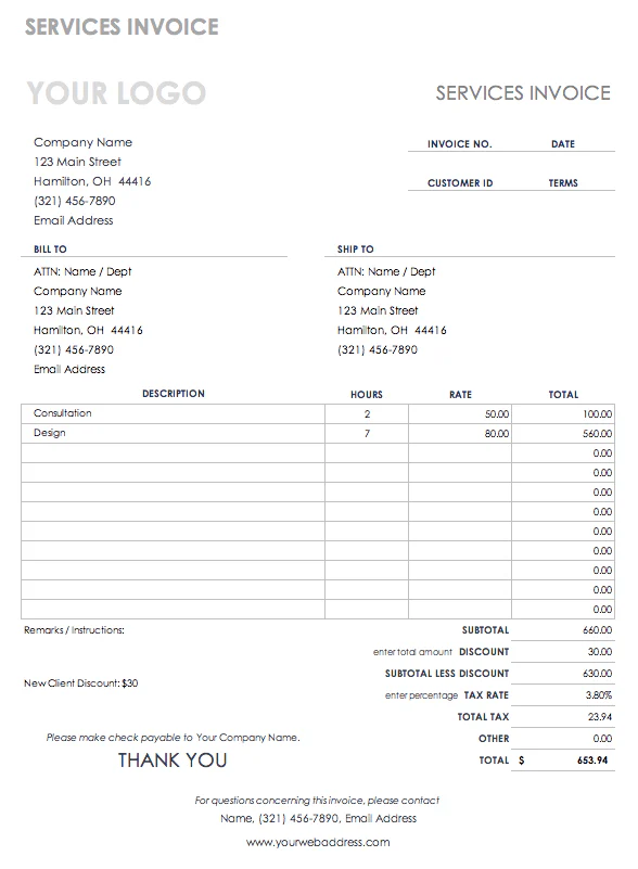 Supplier Invoice Example