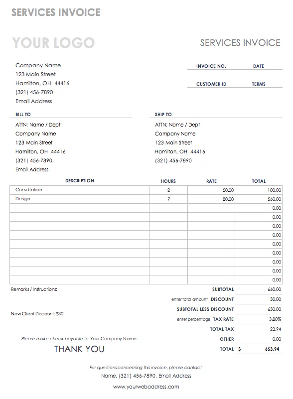 Itemized Invoice Template, Agiled