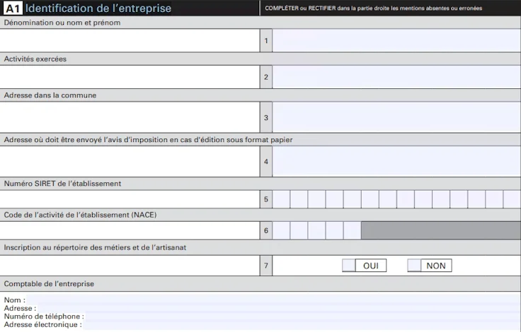 Déclaration initiale de cotisation foncière des entreprises : formulaire n° 1447-C-SD