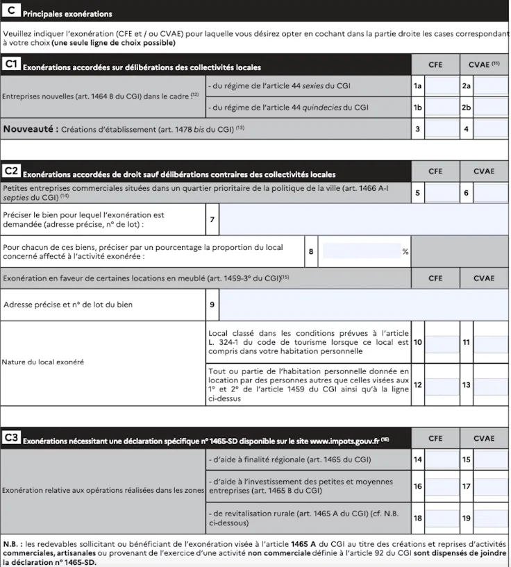 Déclaration initiale de cotisation foncière des entreprises : formulaire n° 1447-C-SD