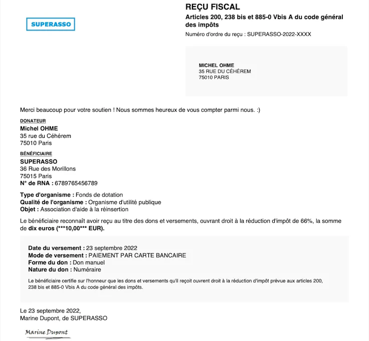 Conseils et modèle de reçu fiscal d’association en ligne