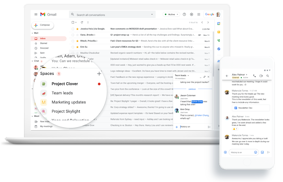 outils télétravail : Google Chat