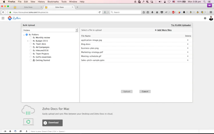outils télétravail : zoho docs