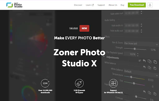 Logiciel photothèque : Zoner Photo Studio X