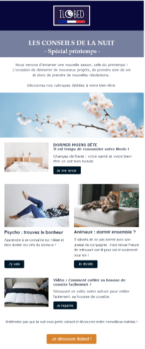 Exemple design email avec curation de contenu