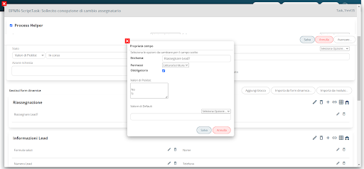 Task di Azione: Alert al responsabile e opzione di cambio assegnatario del lead