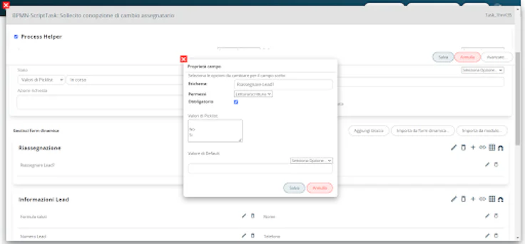 Task di Azione: Alert al responsabile e opzione di cambio assegnatario del lead