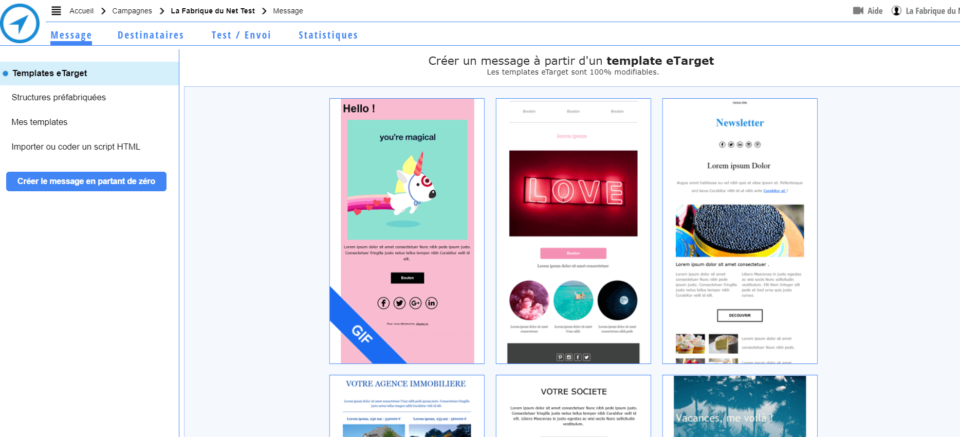 Logiciel emailing : eTarget