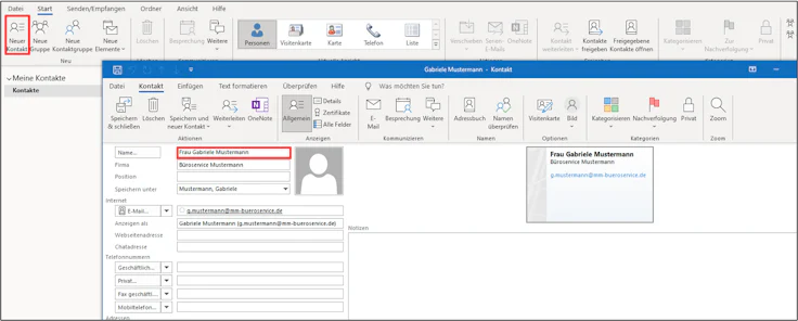 outlook-kontakt-anlegen