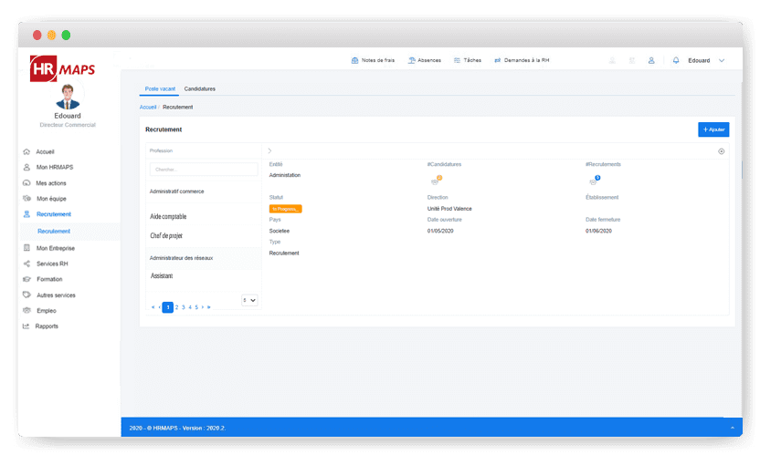 Meilleur logiciel de recrutement : HRMAPS