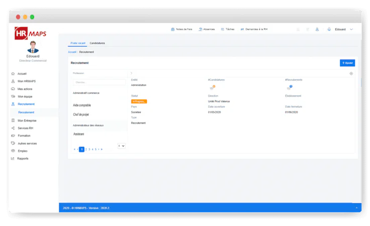 Meilleur logiciel de recrutement : HRMAPS