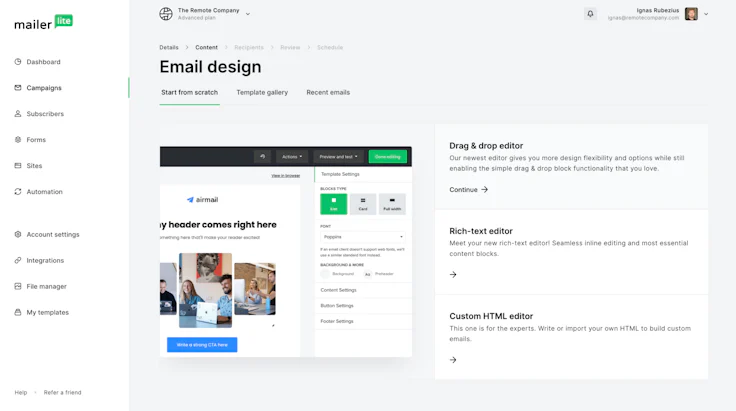 Mailing gratuit : MailerLite