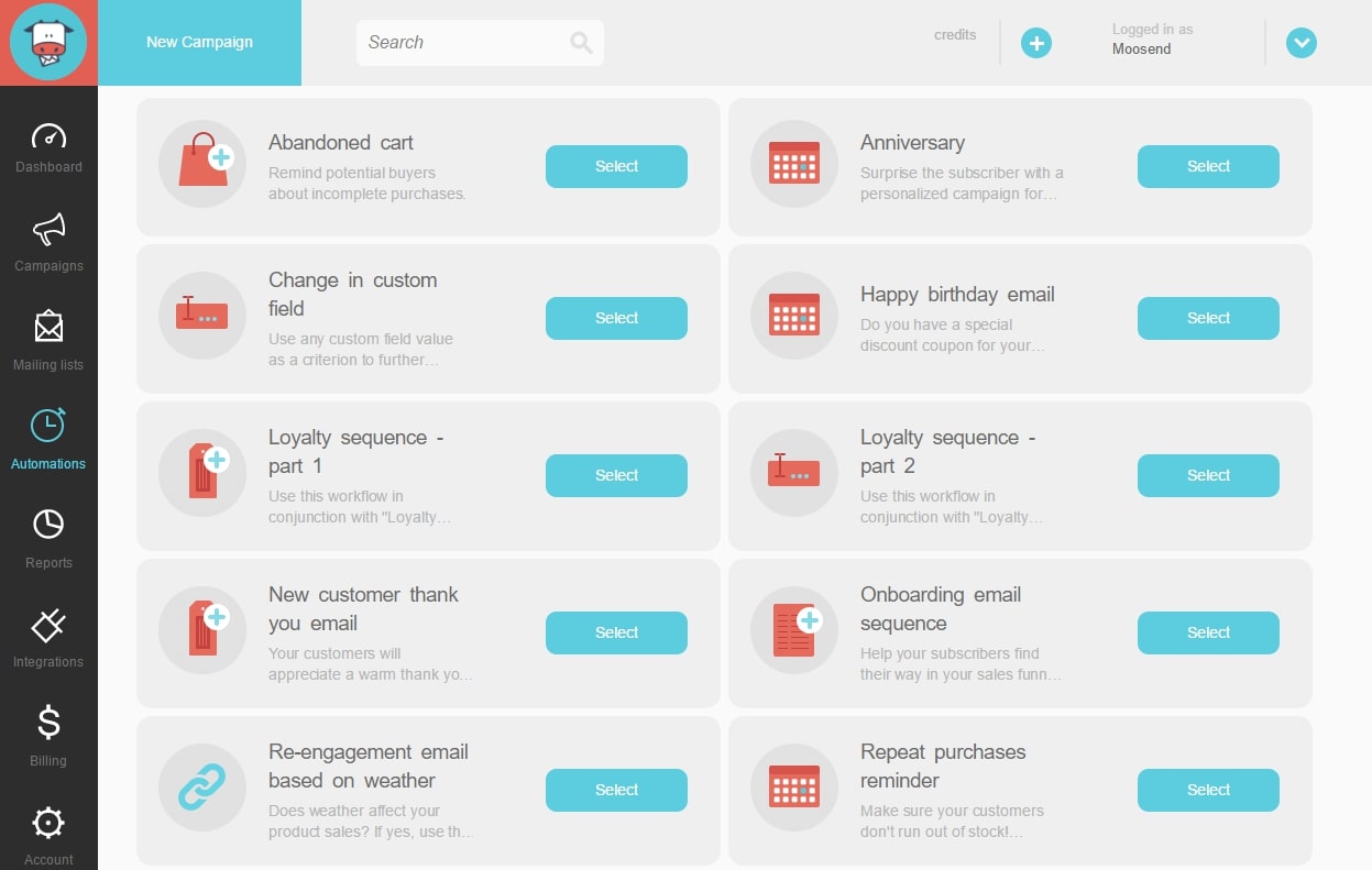 Mailing gratuit : Moosend