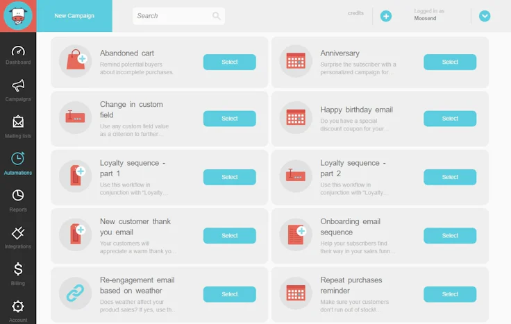 Mailing gratuit : Moosend