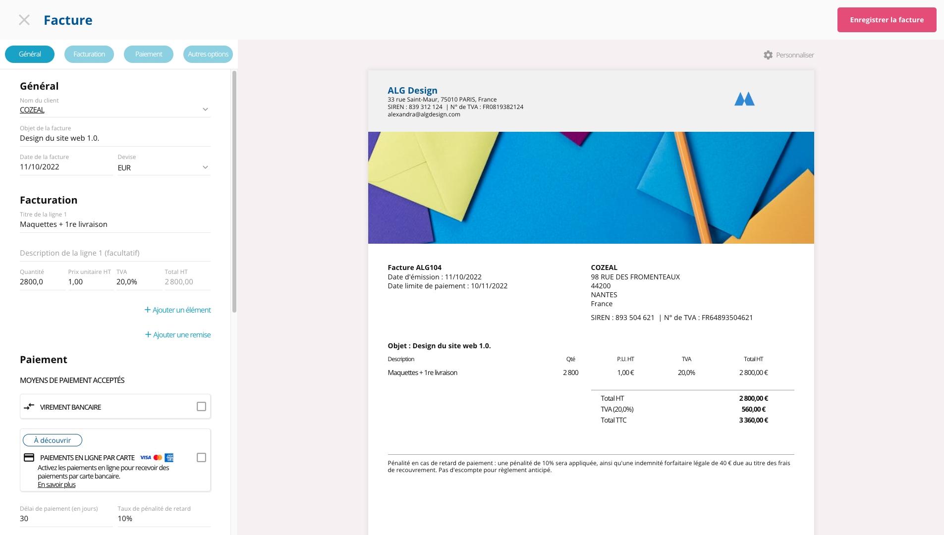 logiciel facture auto entrepreneur : Magniv Pro