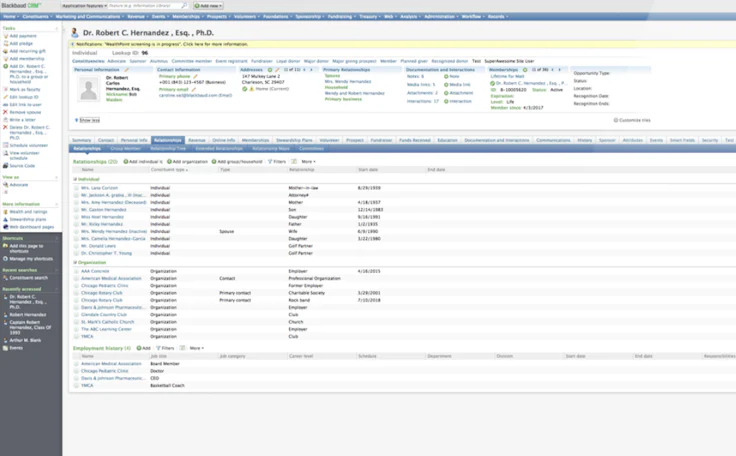 Blackbaud interface School Crm