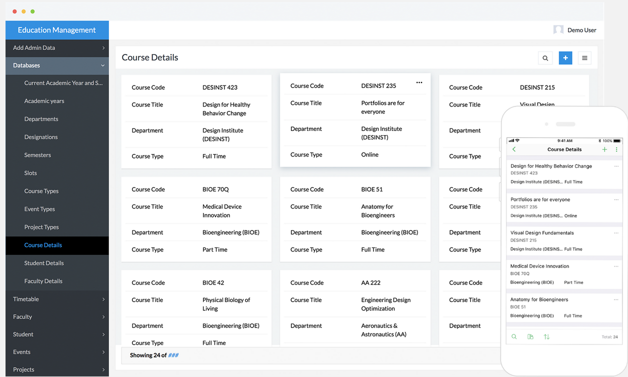 Zoho interface School CRM