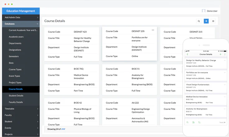 Zoho interface School CRM