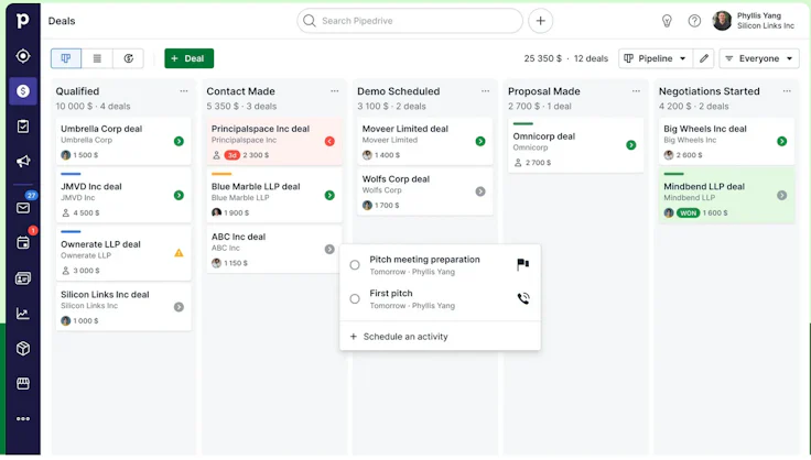 Pipedrive interface B2B CRM