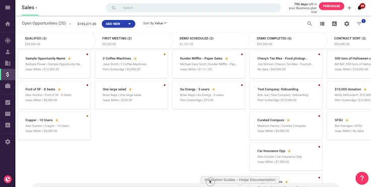 Copper CRM interface B2B Crm