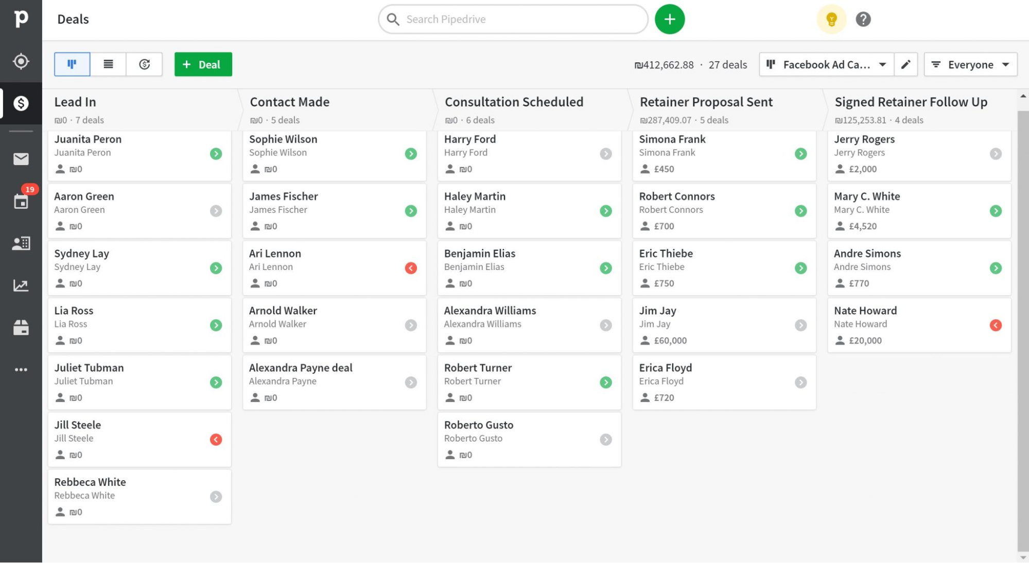 Pipedrive interface Law firm CRM