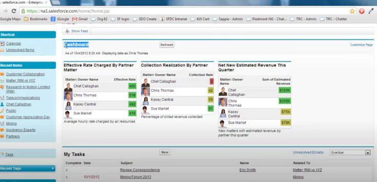 Salesforce CRM interface law firm CRM