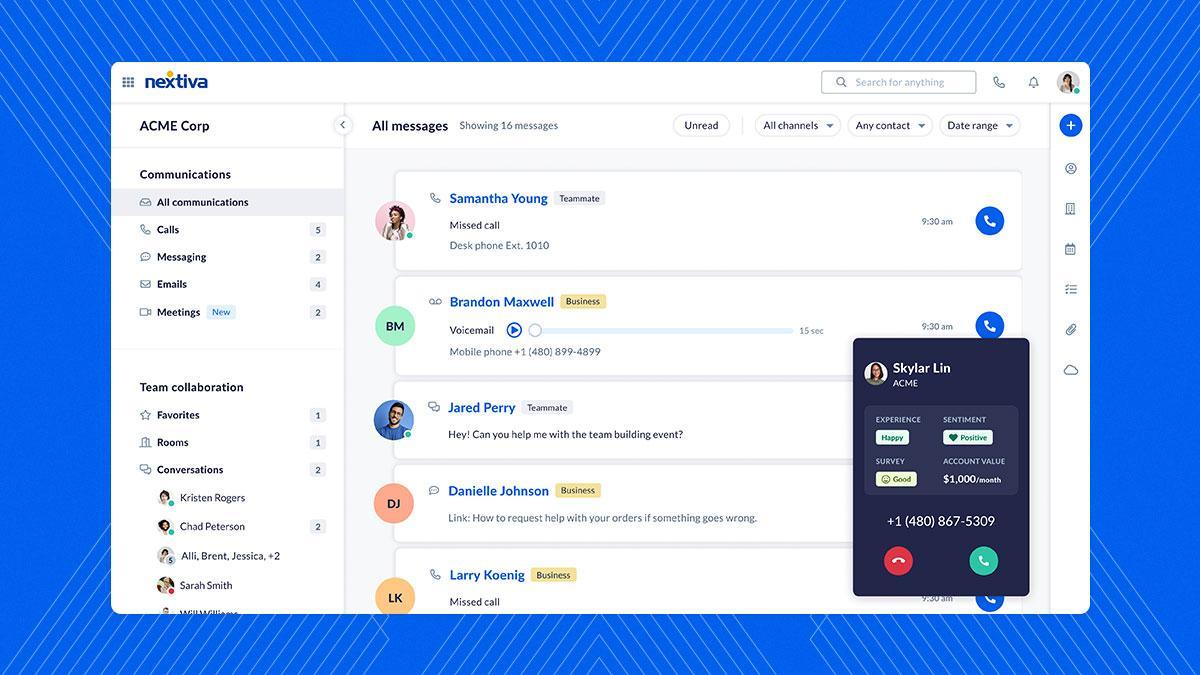 Nextvia interface Cloud PBX