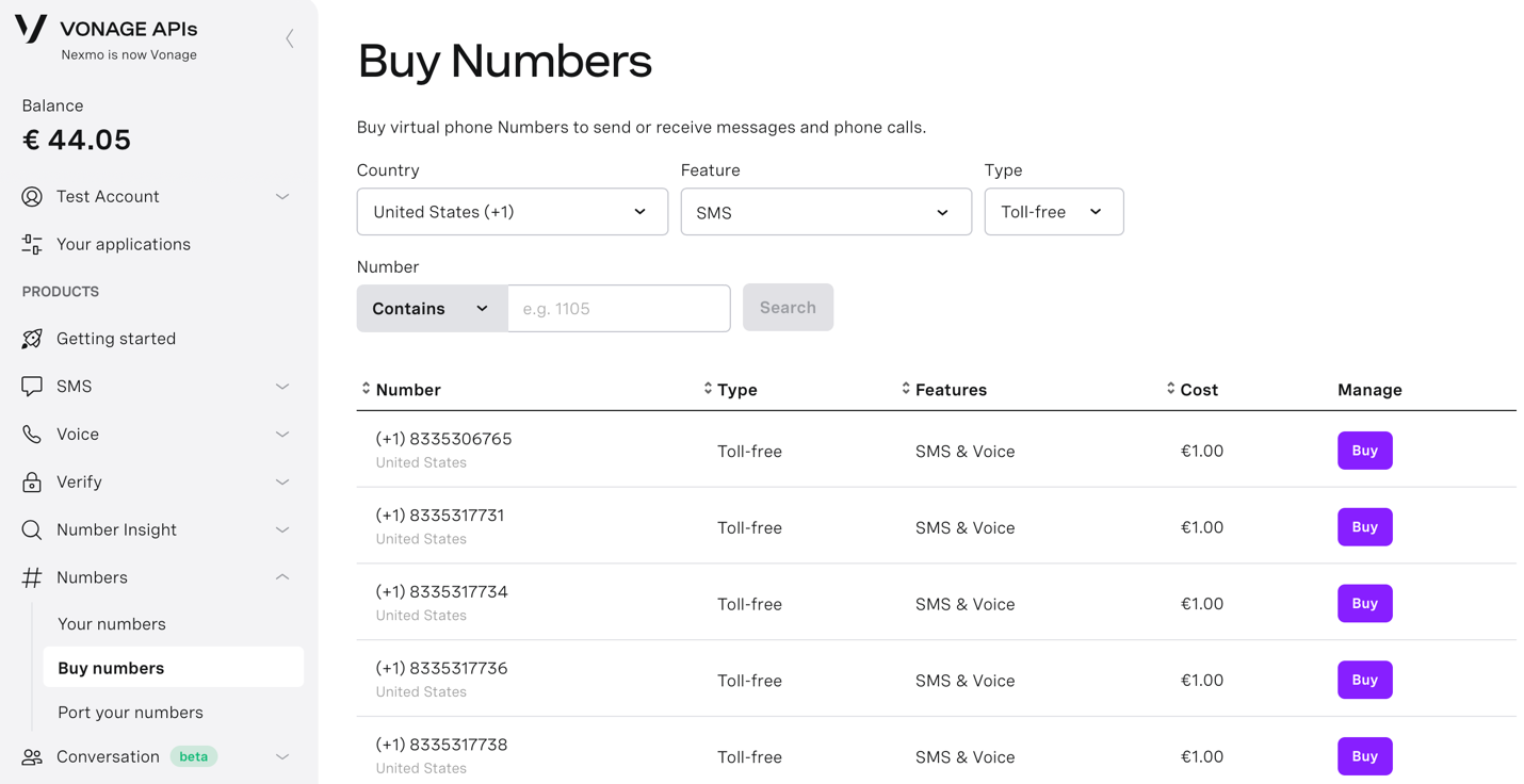 Vonage interface Cloud PBX