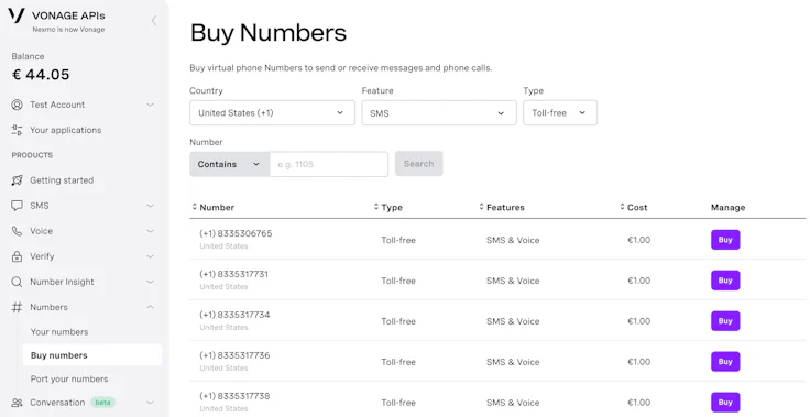 Vonage interface Cloud PBX